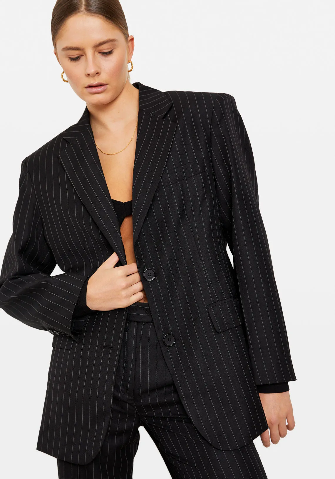 002 BLAZER BLACK PINSTRIPE