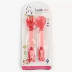 2pcs/set Soft Silicone Spoon Fork Set-Pink