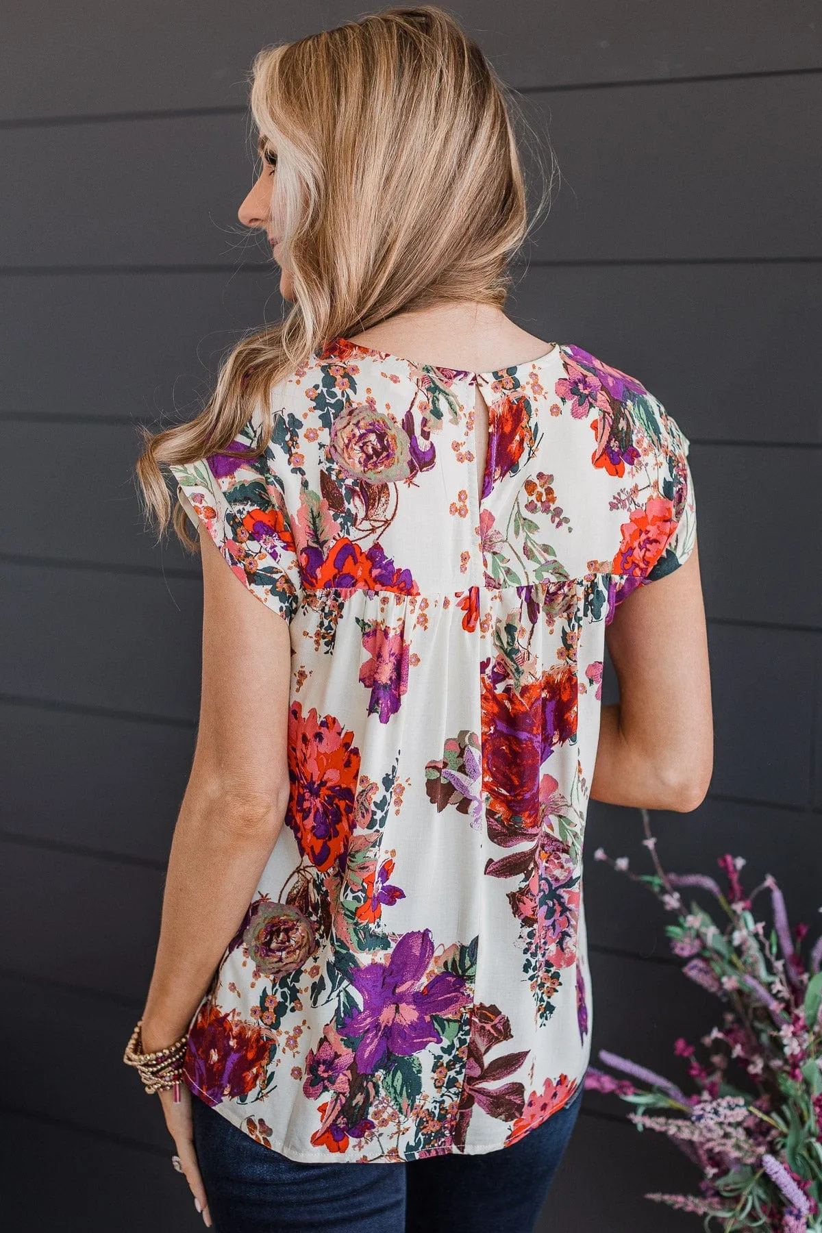 A Good Thing Floral Blouse- Ivory