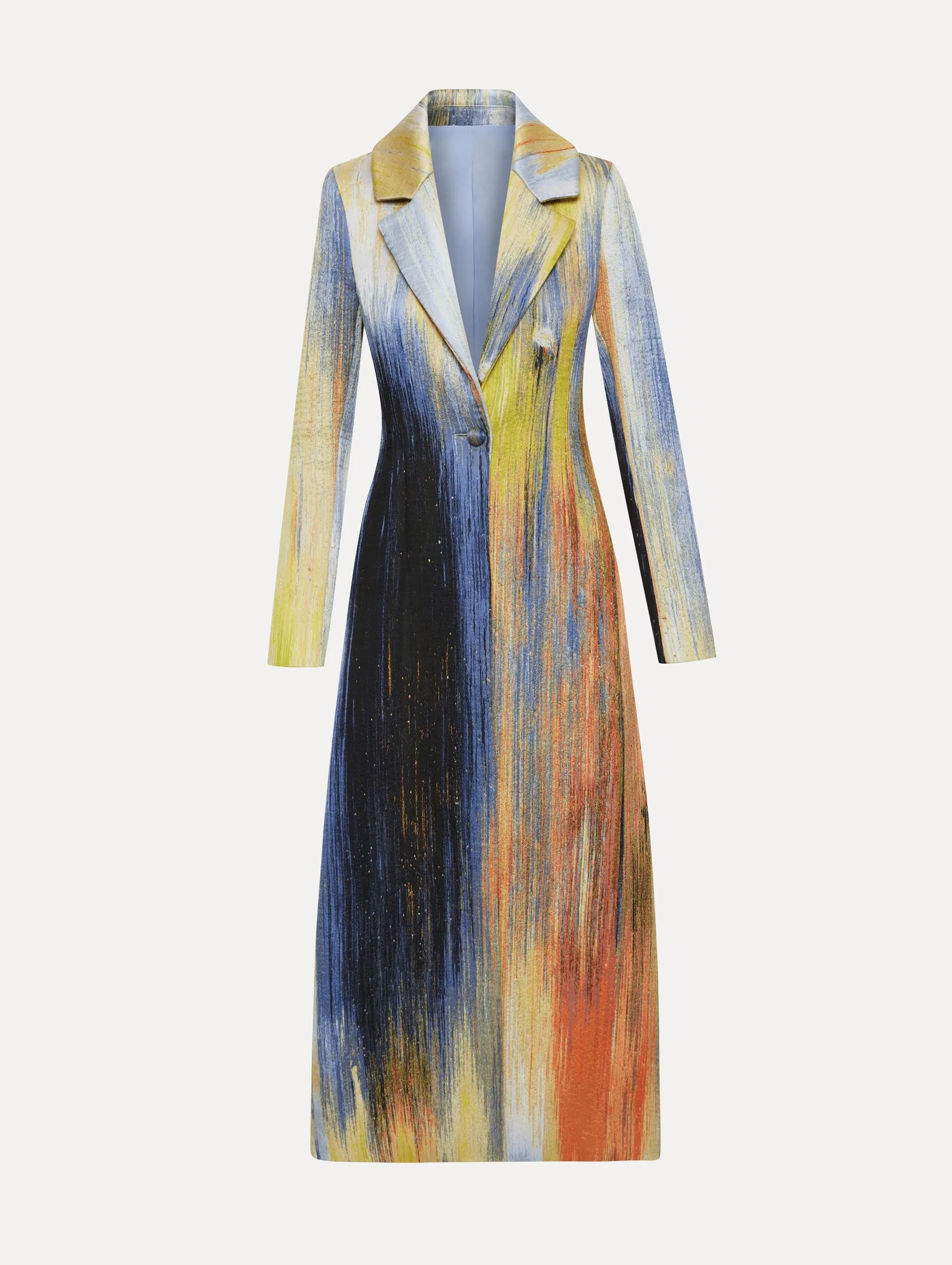 Abstract Brushstroke Jacquard Coat