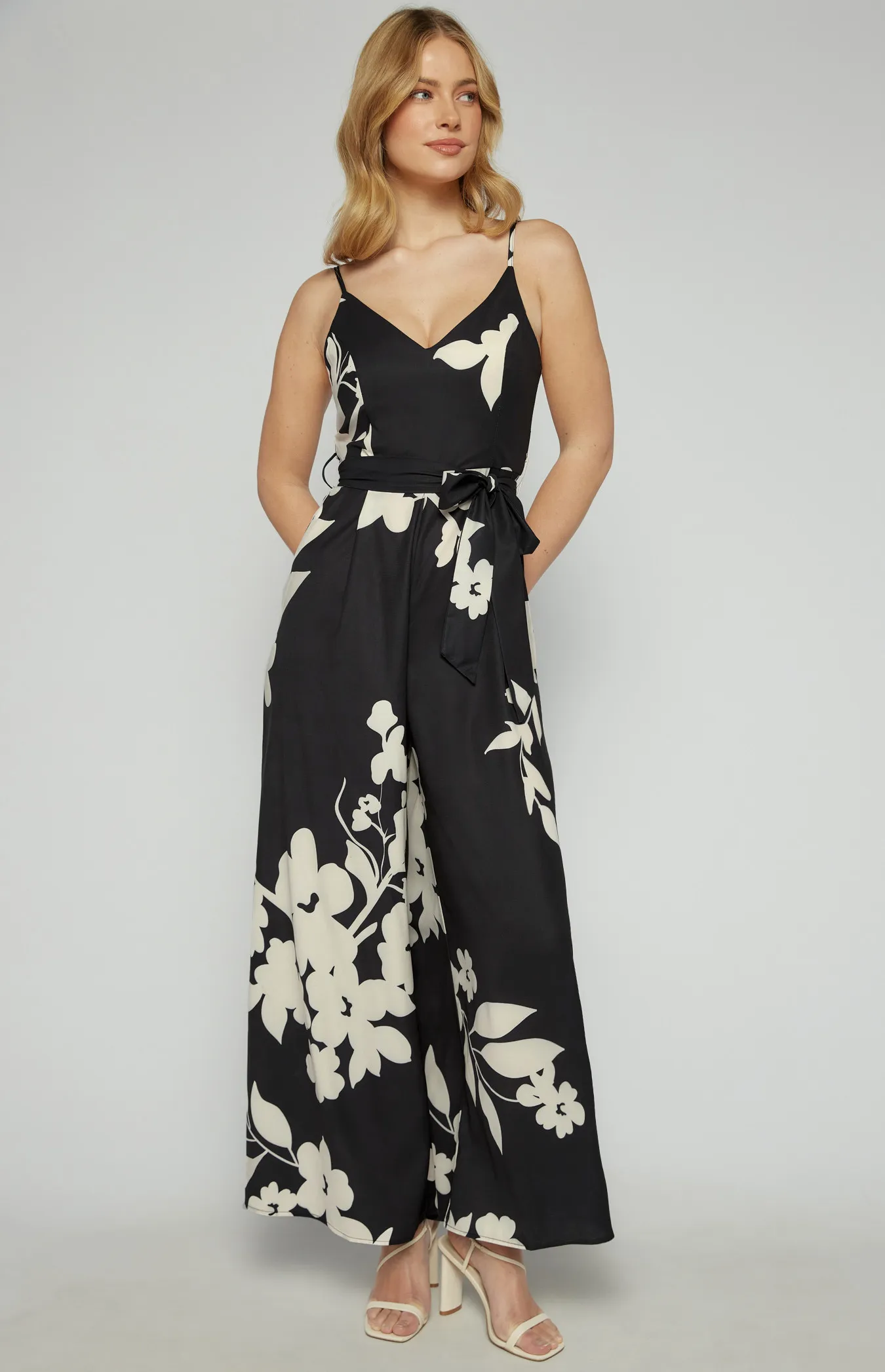 Abstract Floral Wide Leg Jumpsuit (SJP412-2A)