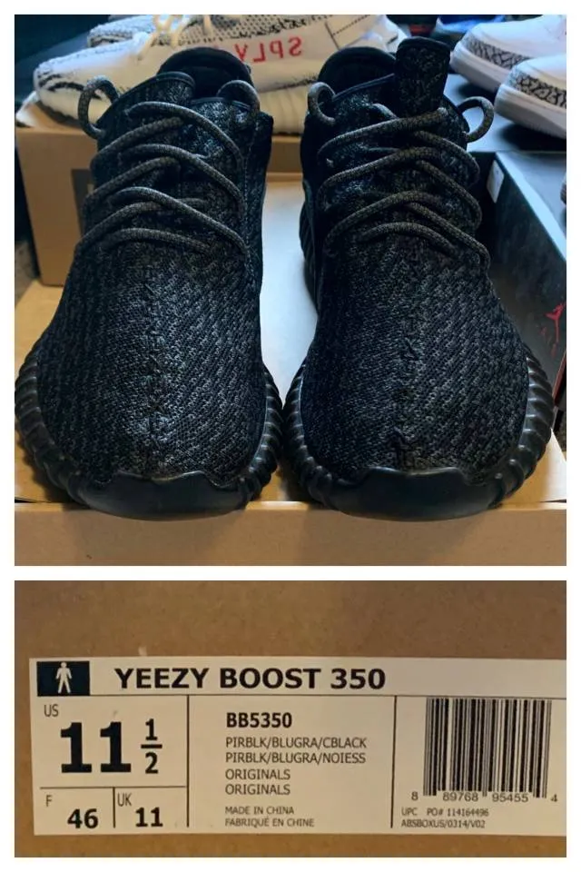 adidas Yeezy Boost 350 Pirate Black (2016) BB5350 Size 1...