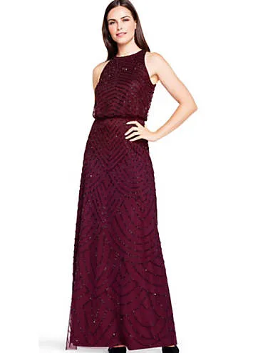 Adrianna Papell Beaded Halter Gown | Grattan