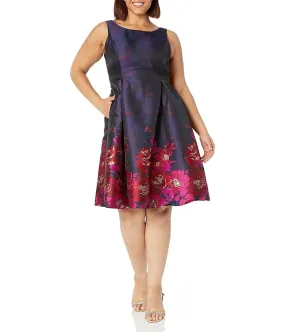 Adrianna Papell Border Jacquard Dress