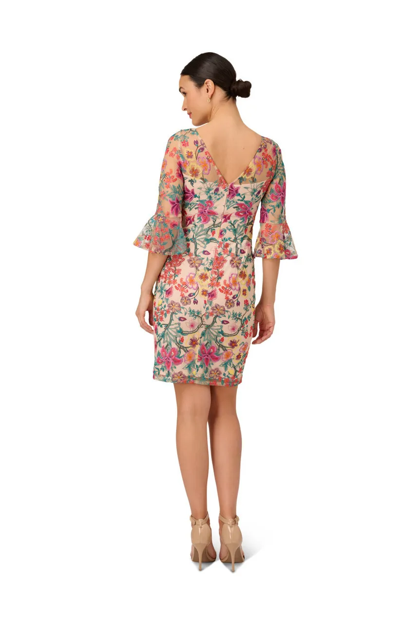 ADRIANNA PAPELL Floral embroidered sheath -                         -                     -                