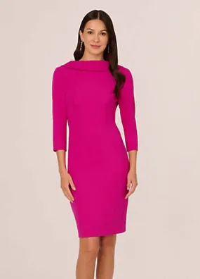 Adrianna Papell Rolled Neck Crepe Dress