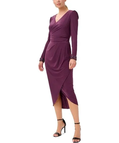 Adrianna Papell Womens Surplice Tea Wrap Dress