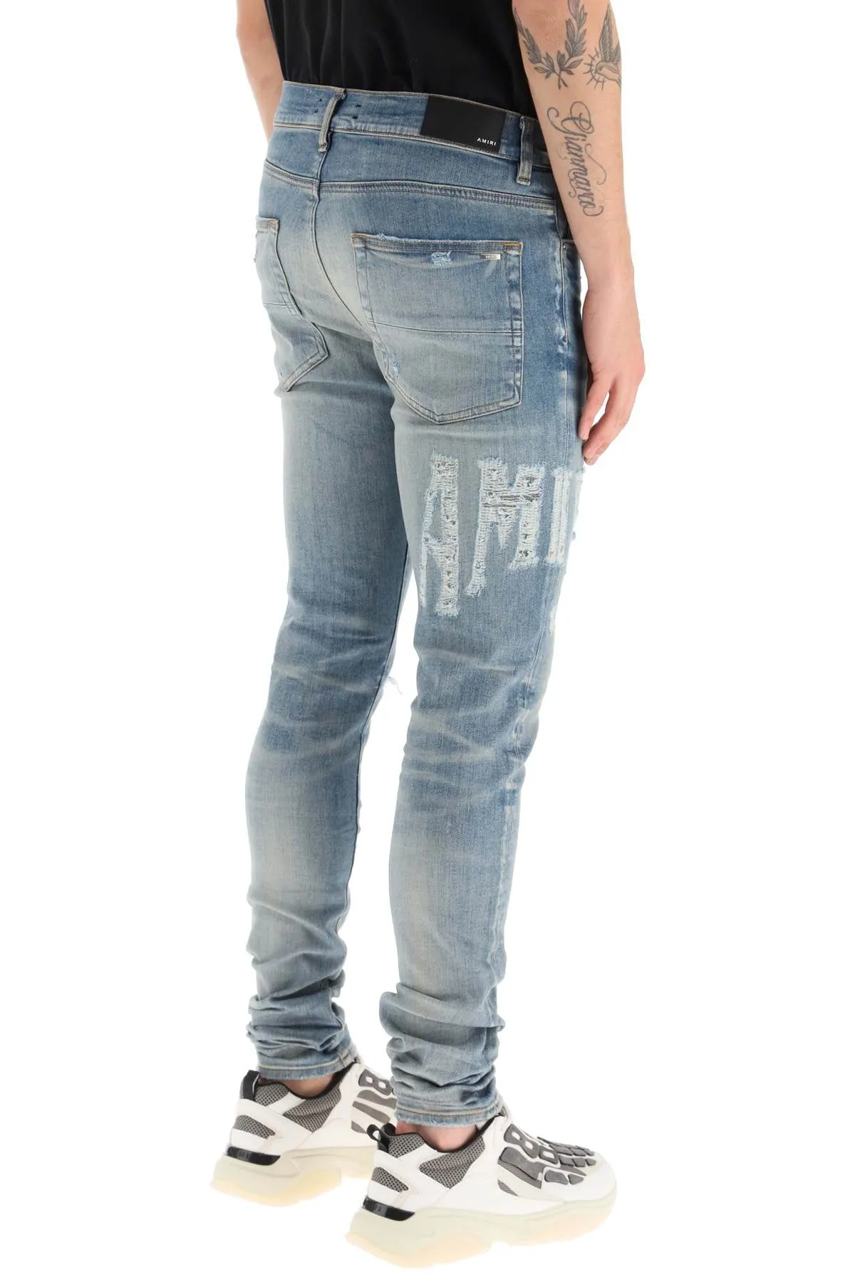 Amiri 'Distressed Logo' Jeans   Light Blue