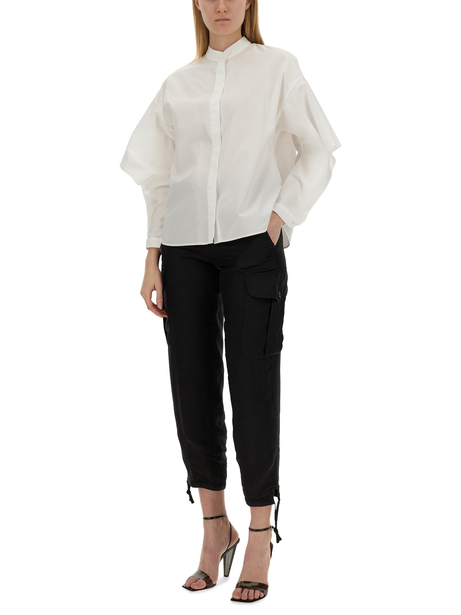 ASPESI    COTTON POPLIN SHIRT WITH MANDARIN COLLAR