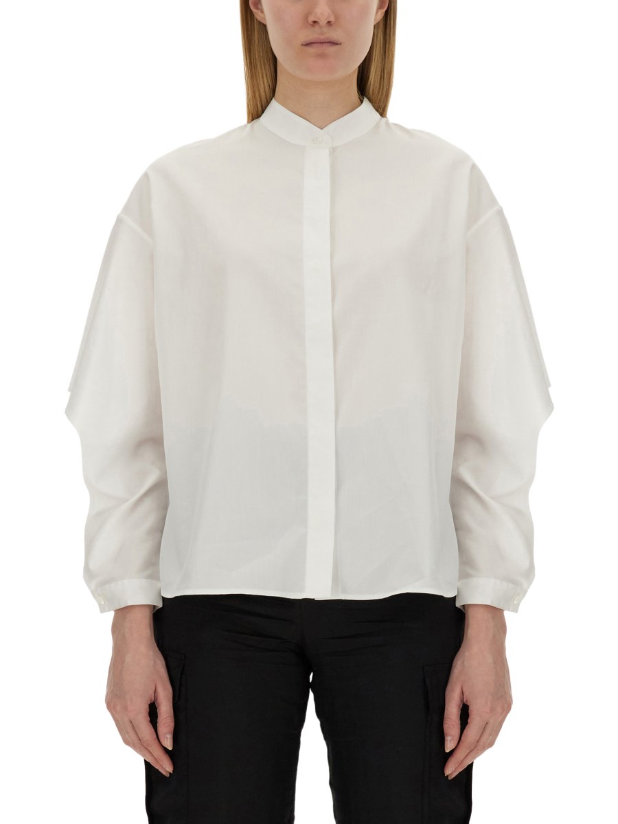 ASPESI    COTTON POPLIN SHIRT WITH MANDARIN COLLAR