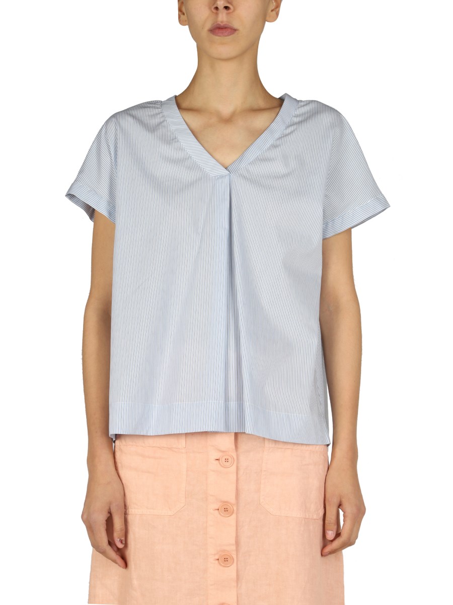 ASPESI    COTTON V-NECK TOP