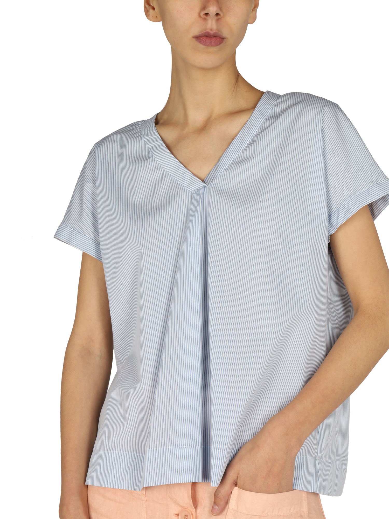 ASPESI    COTTON V-NECK TOP