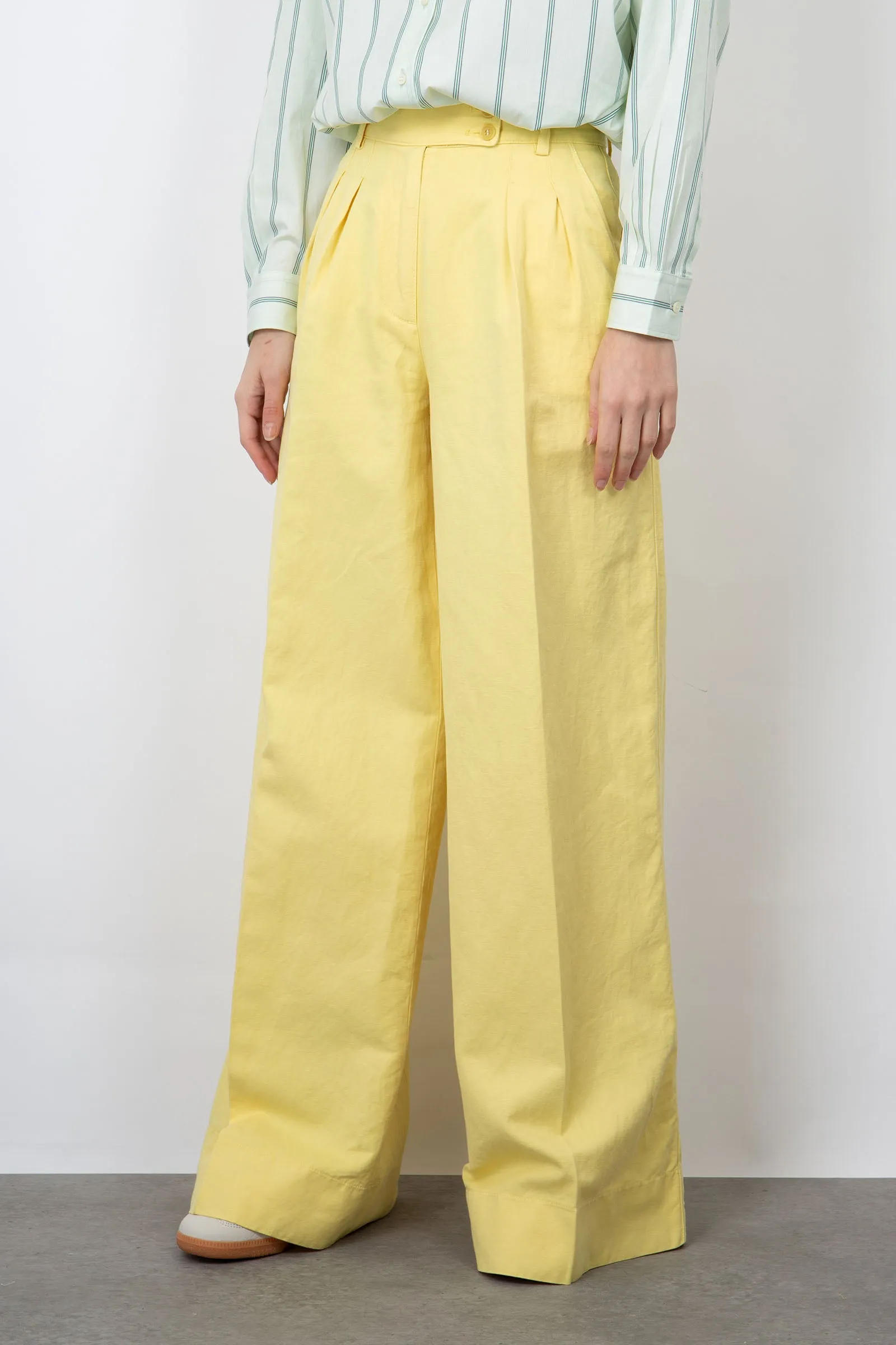 Aspesi Pantalone Ampio Cotone/Lino Giallo