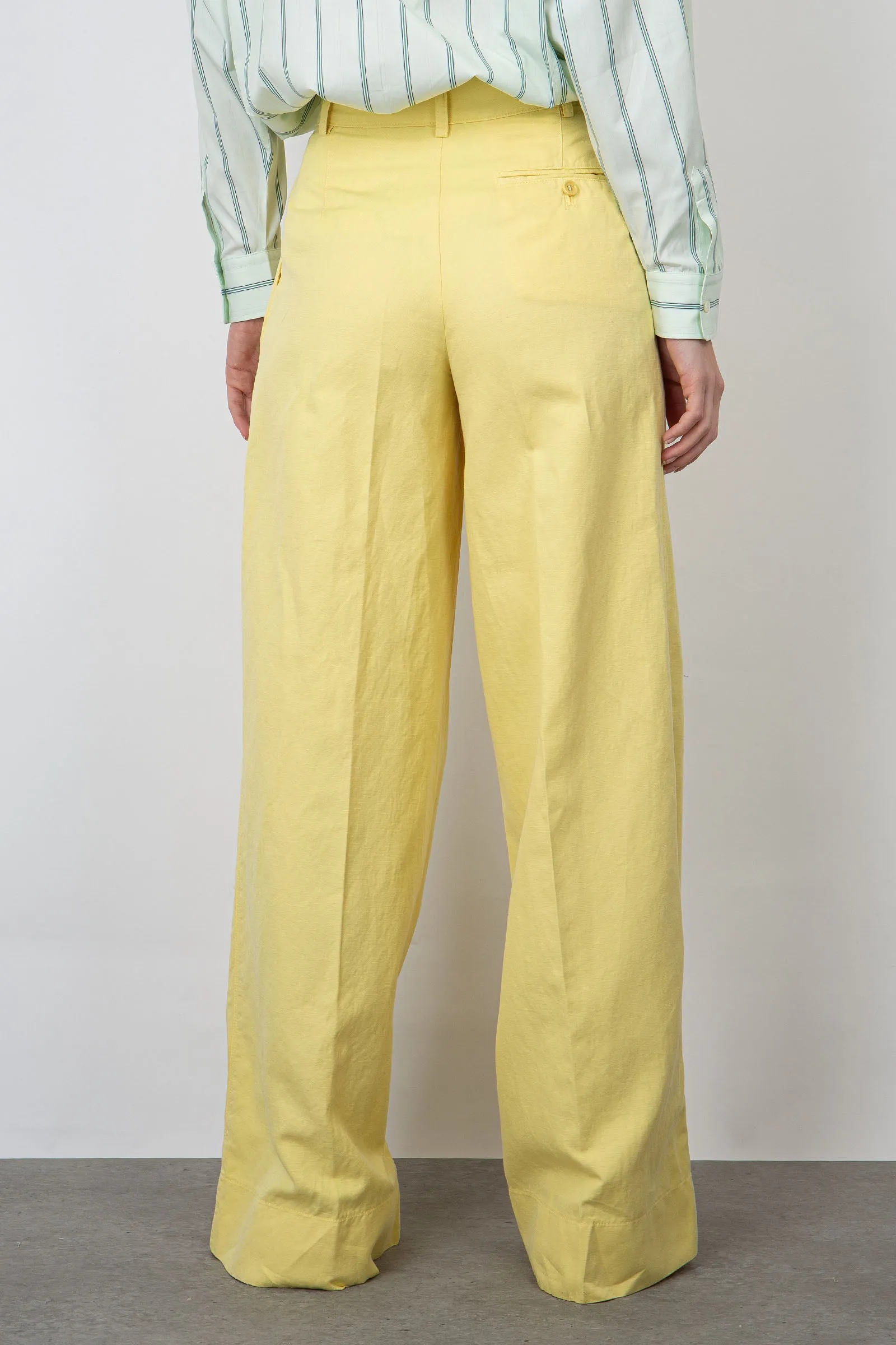 Aspesi Pantalone Ampio Cotone/Lino Giallo