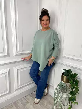 Asymmetric Sweat Top - Sage