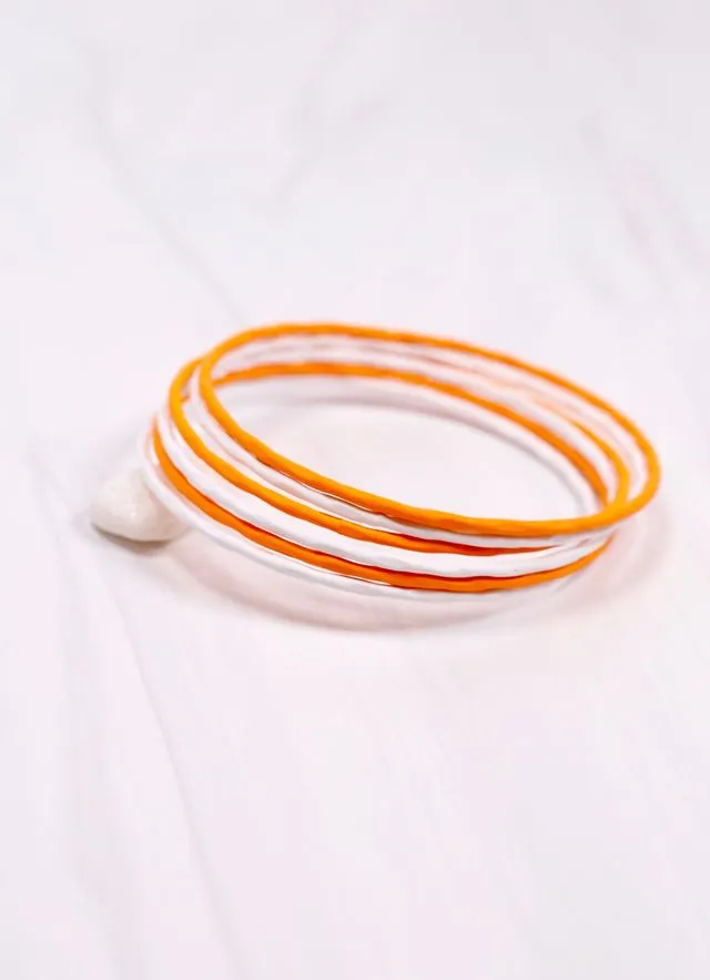 Autry Bangle Set ORANGE WHITE