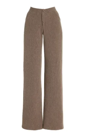 Aya Muse Pavo Ribbed-Knit Cashmere Straight-Leg Pants