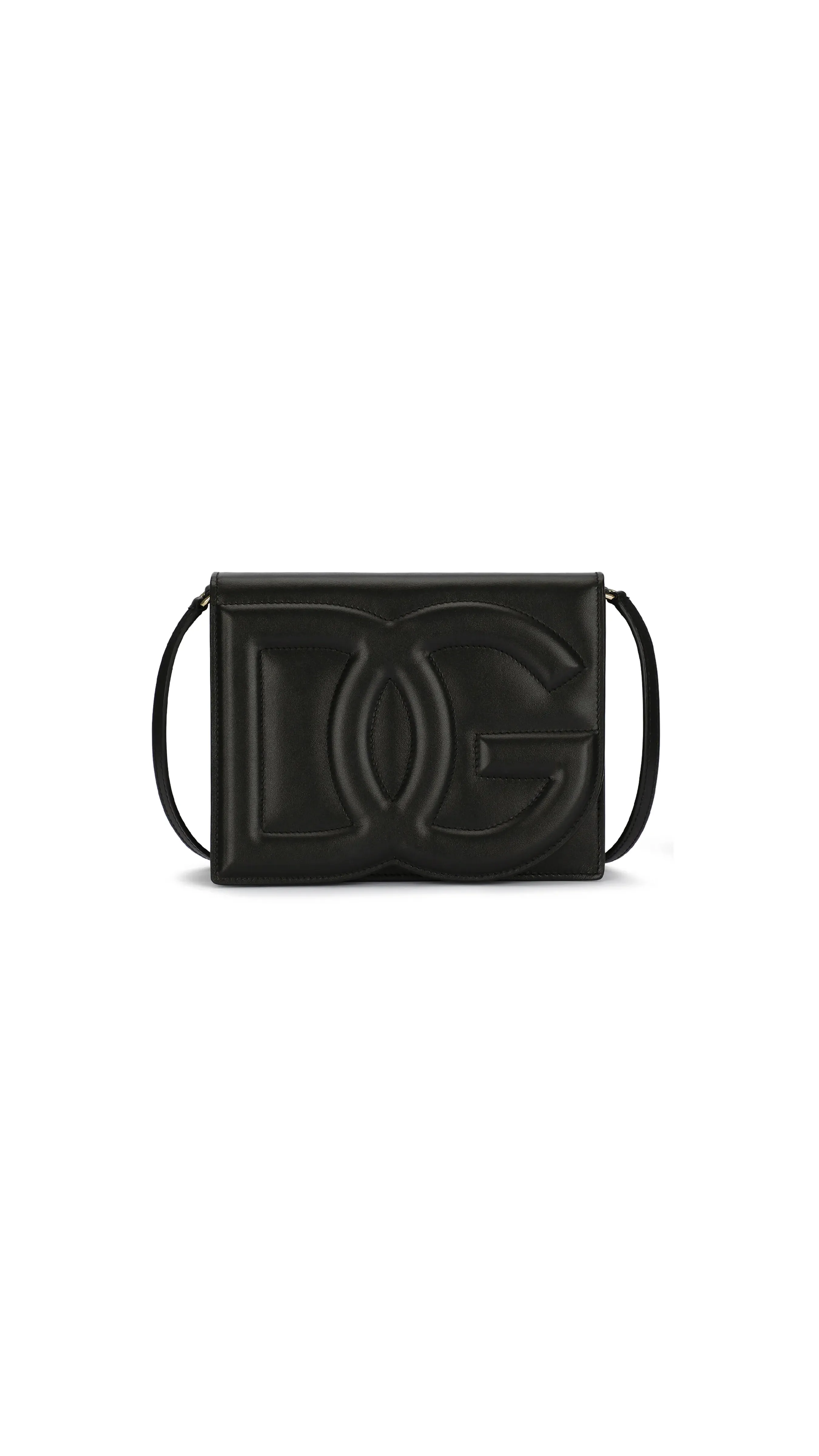 Calfskin DG Logo Bag Crossbody Bag - Black