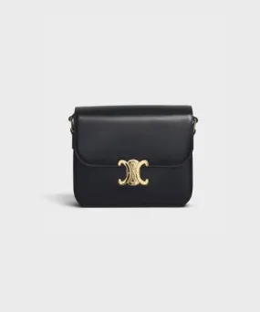 Celine Medium Triomphe Bag In Shiny Calfskin Black