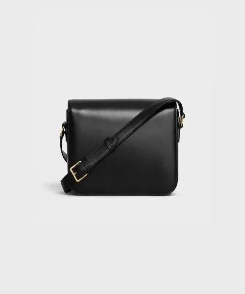 Celine Medium Triomphe Bag In Shiny Calfskin Black