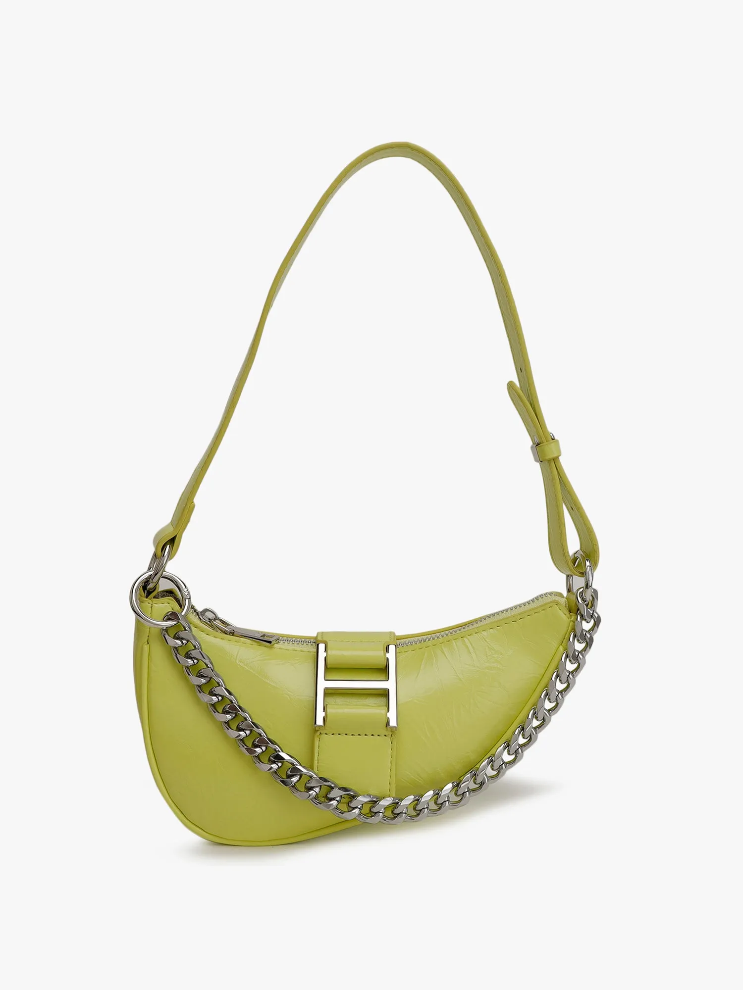 Chunky Chain Crescent Shoulder Bag