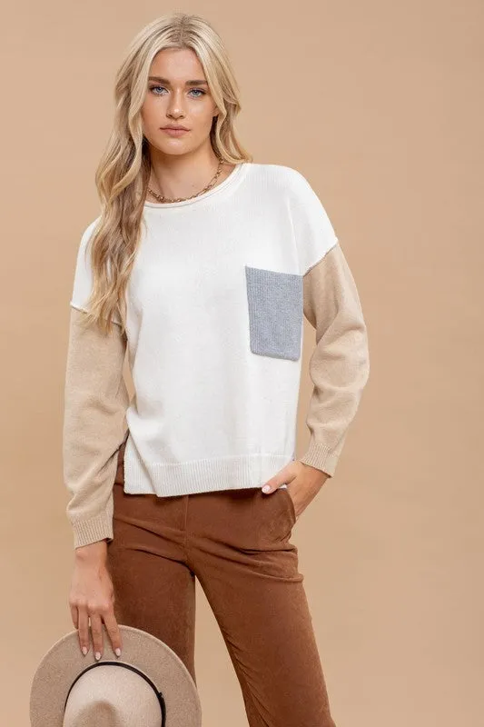 Colorblock Pocket Sweater