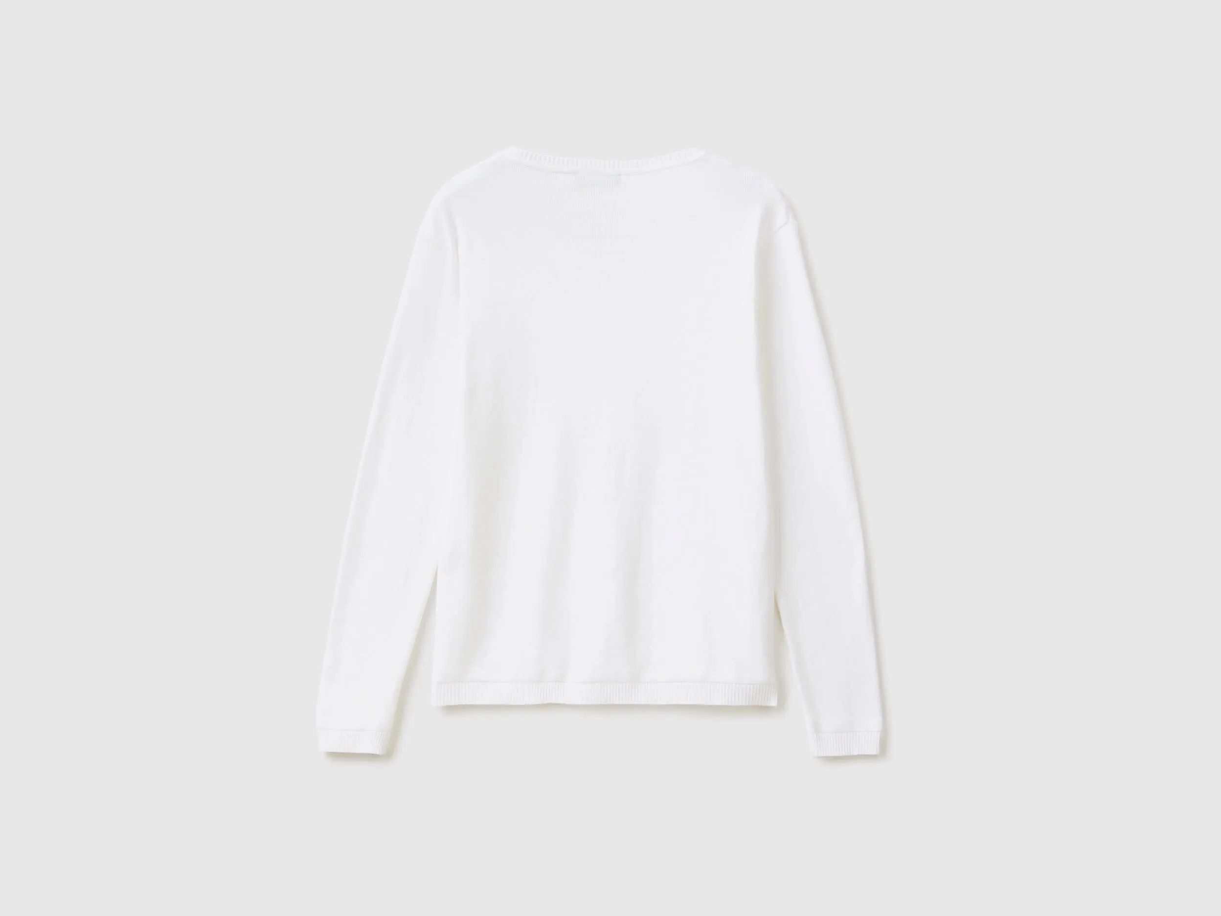 Crew neck cardigan in pure cotton - White | Benetton