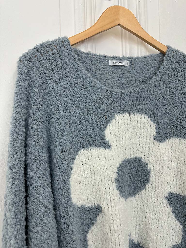 Daisy Boucle Knit - Powder Blue