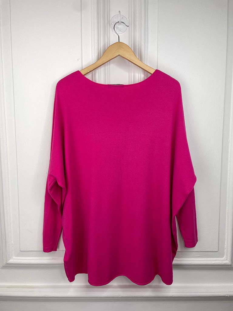 Dipped Back Knit - Hot Pink