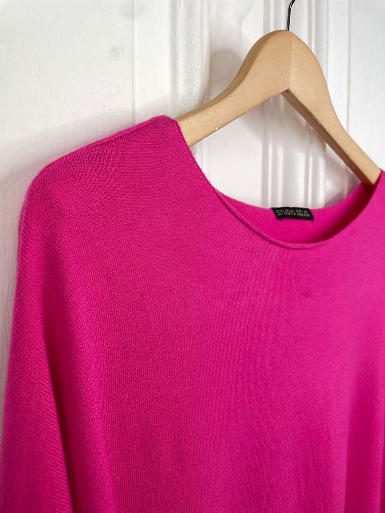 Dipped Back Knit - Hot Pink