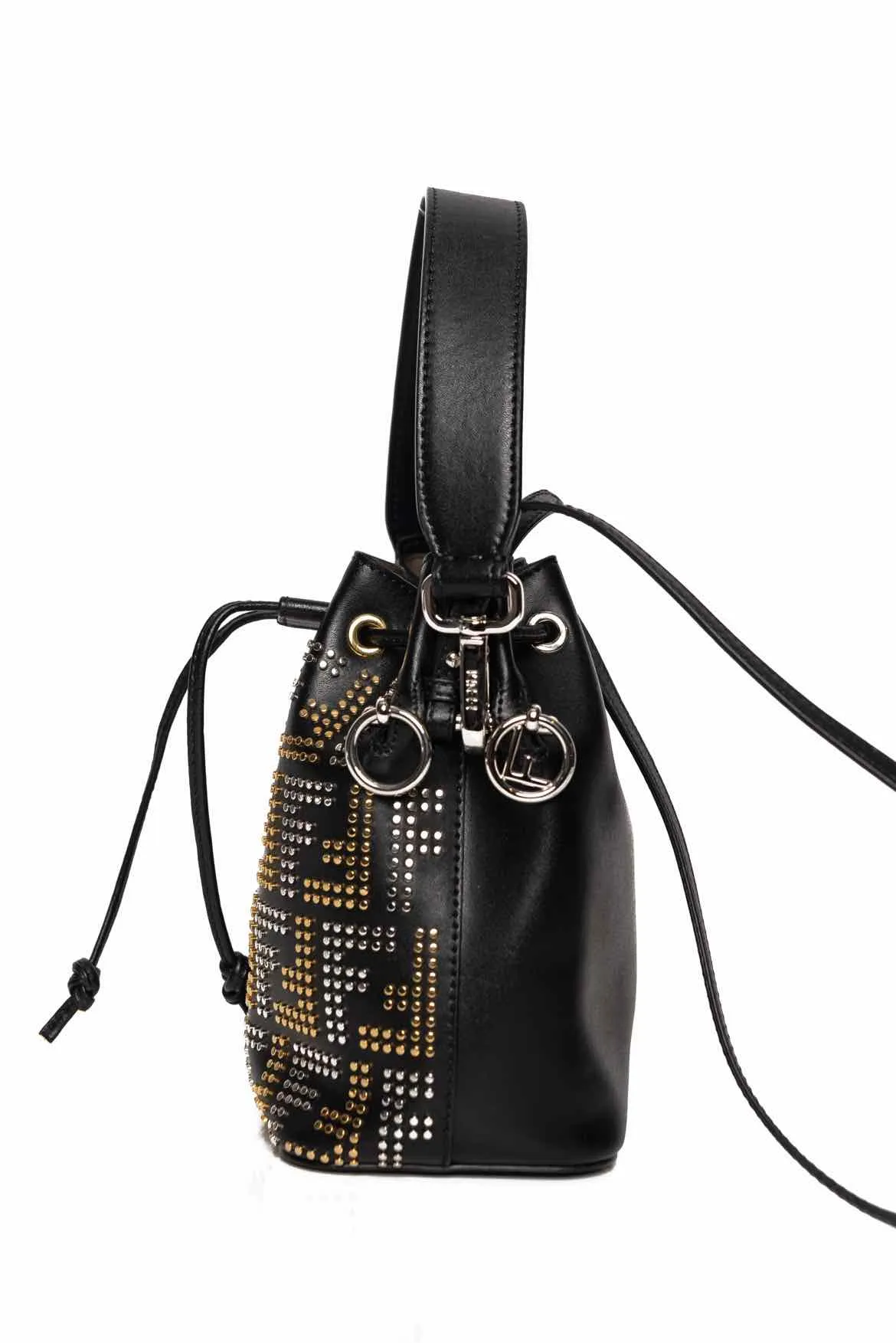 Fendi Zucca Studded Mon Tresor Crossbody Bucket Bag