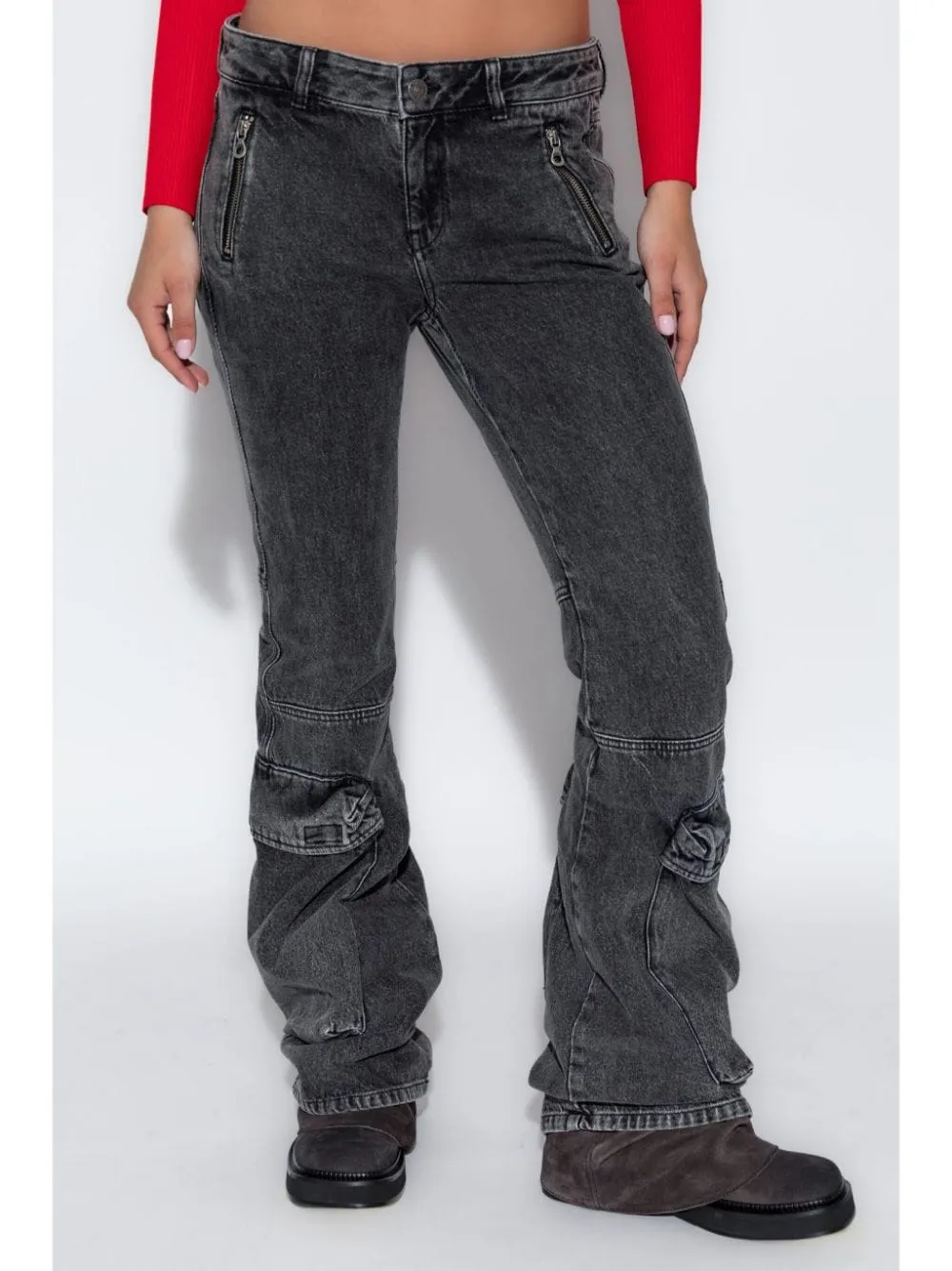 FLARED DENIM COTTON JEANS