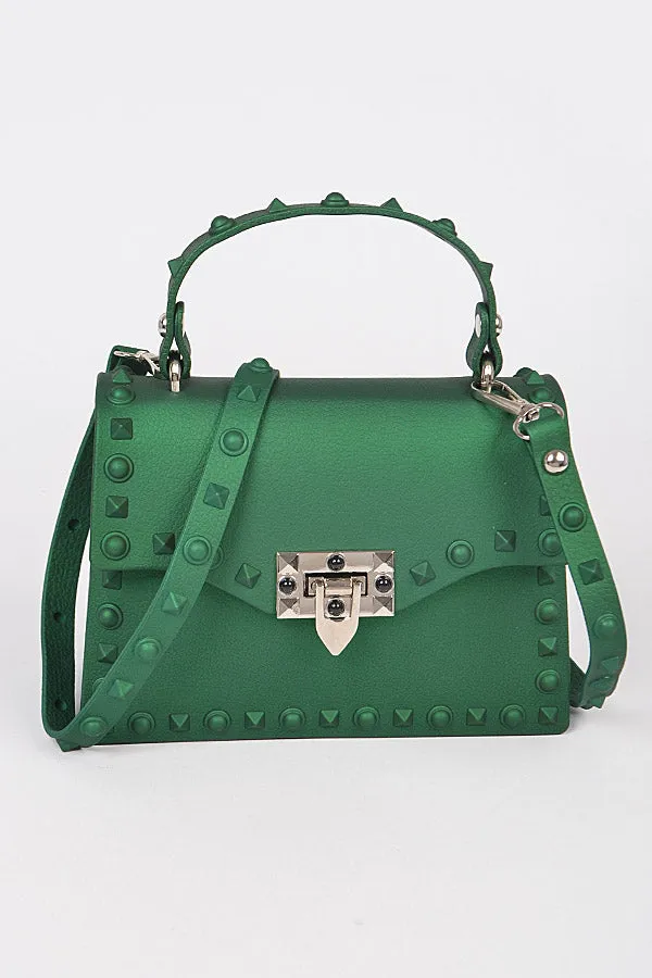 Green Monotone Studded Clutch