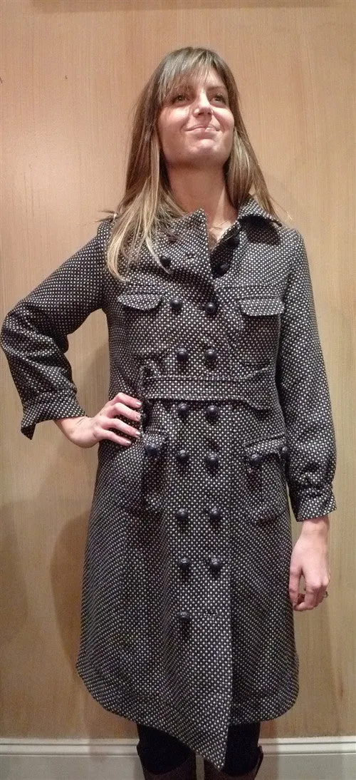 Grey 3/4 Double Breasted Coat with Self Belt