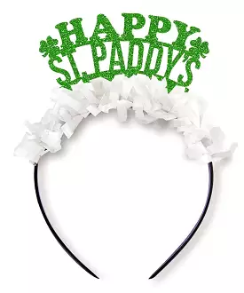 Happy St. Paddys Day Crown - Green/White - FINAL SALE