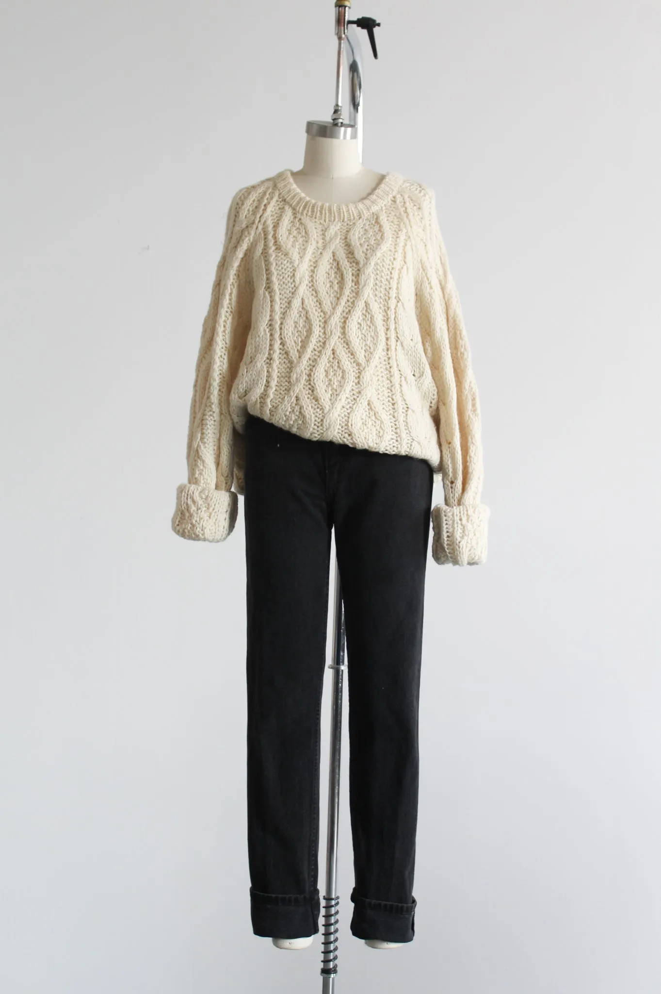 ivory wool fisherman sweater