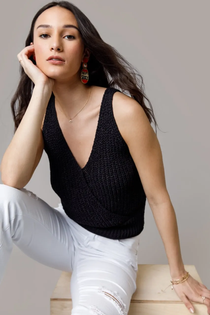 Jessica Surplice Sweater Tank Top