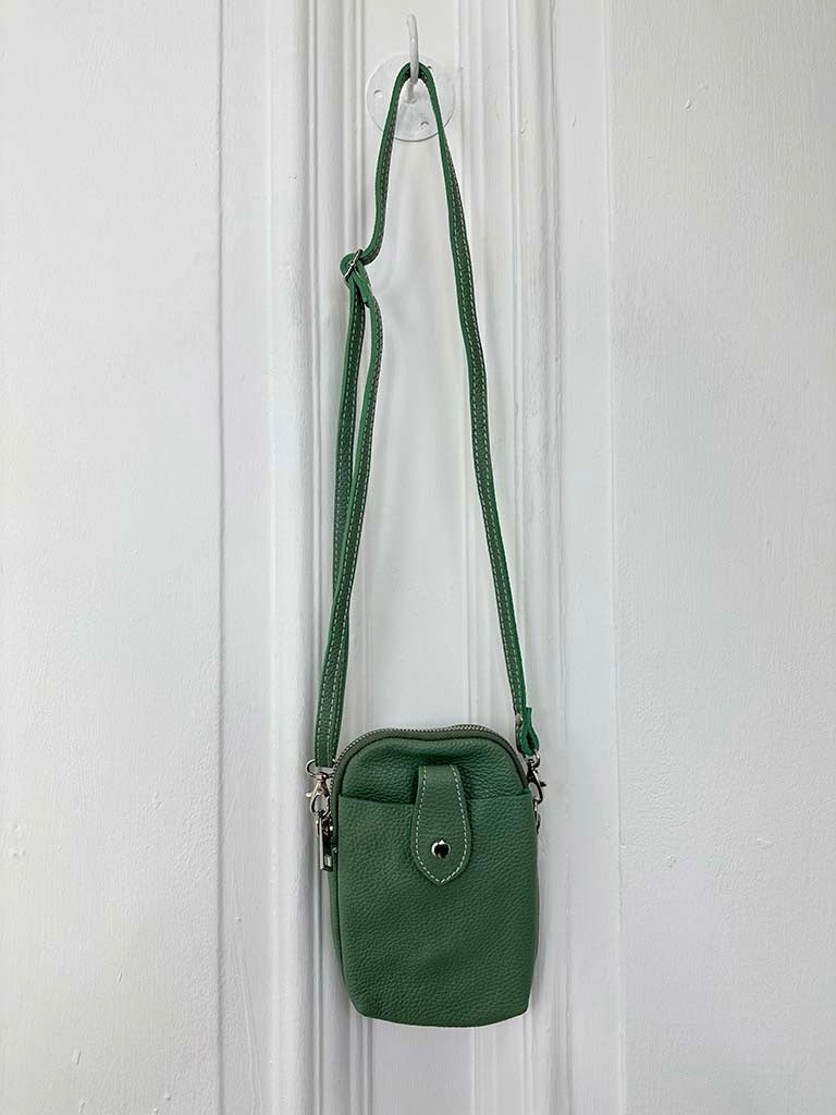 Leather Cross Body Bag - Sage