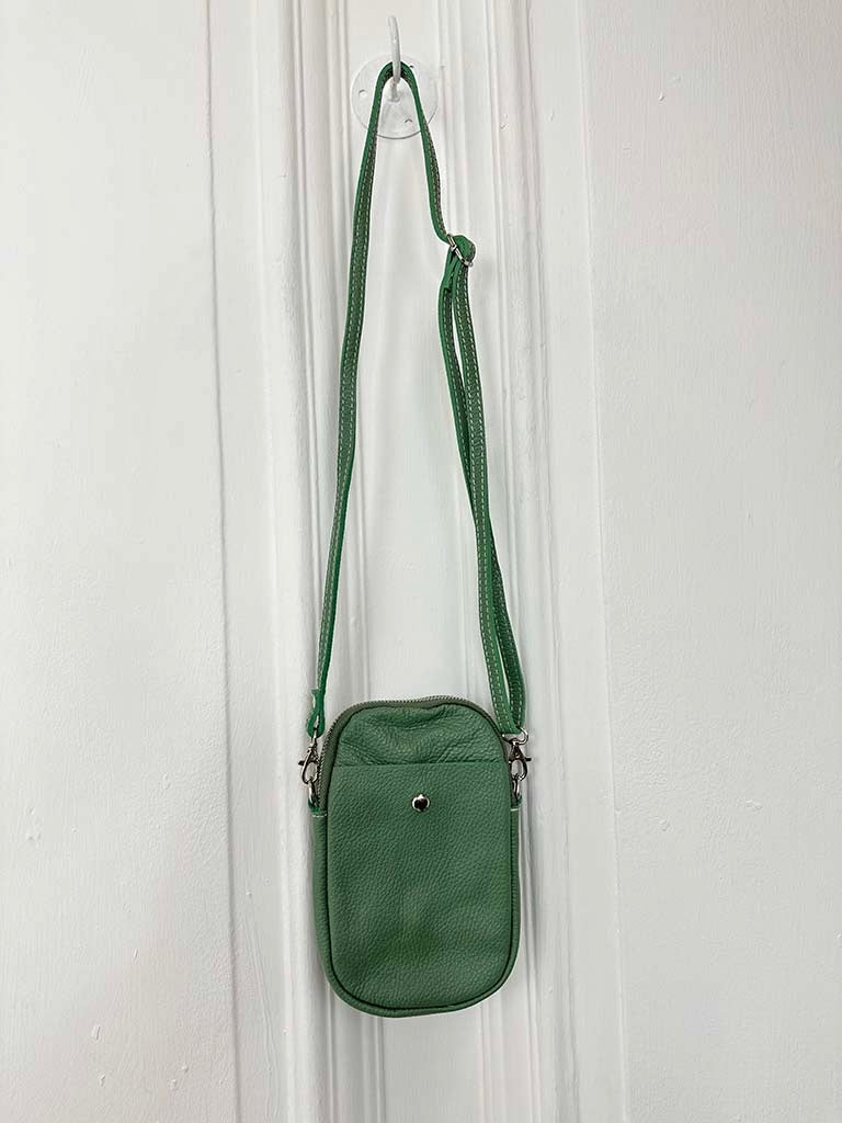 Leather Cross Body Bag - Sage