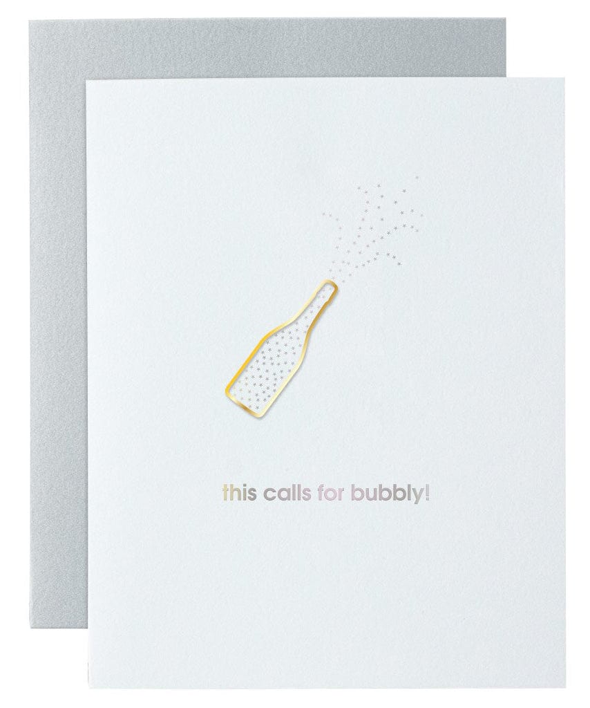 Letterpress Paperclip Card - This Calls For Bubbly