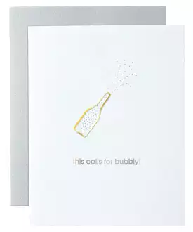 Letterpress Paperclip Card - This Calls For Bubbly