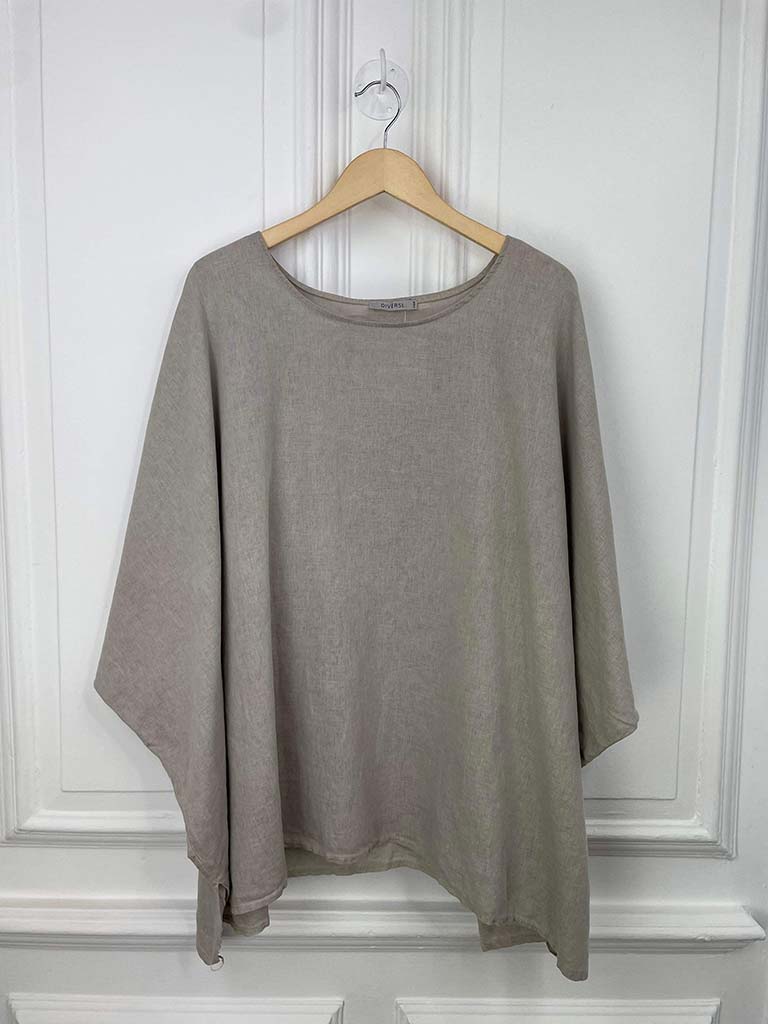 Linen Mix Boxy Top - Stone