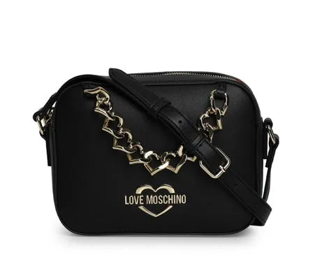 Love Moschino Logo Plaque Chain-Link Crossbody Bag