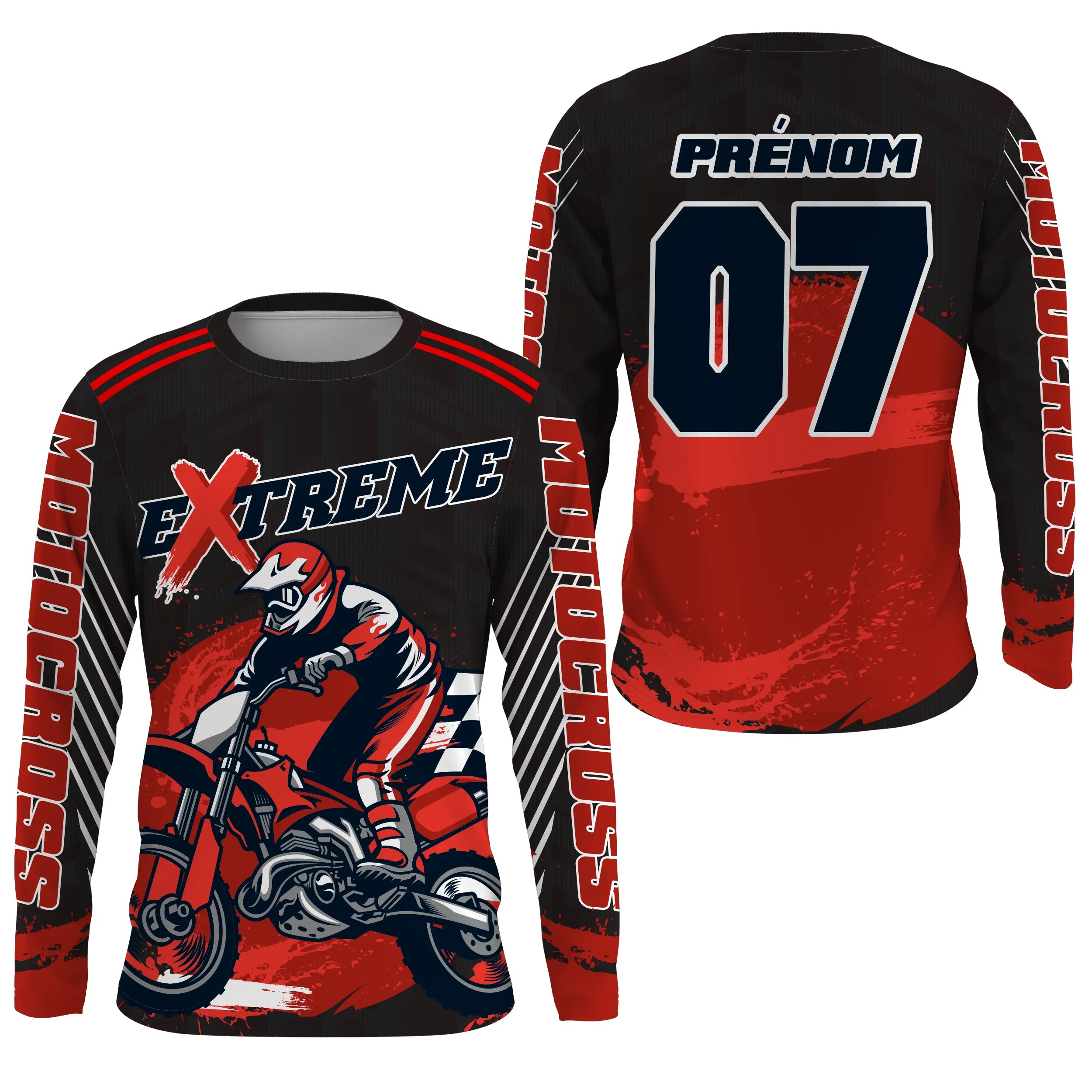 Maillot Anti-UV Cross Personnalisé, Extrême MX Tout-Terrain Dirt Bike Rouge - CT17122239