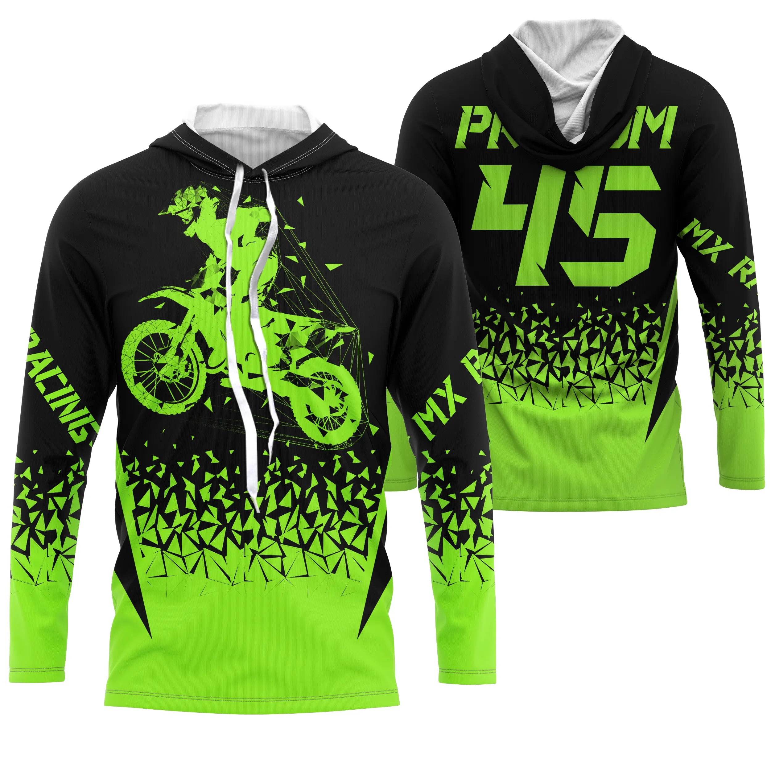 Maillot Cross Anti-UV Numéro Et Nom Personnalisé, Dirt Bike Vert, Moto Tout-Terrain - CT17122235