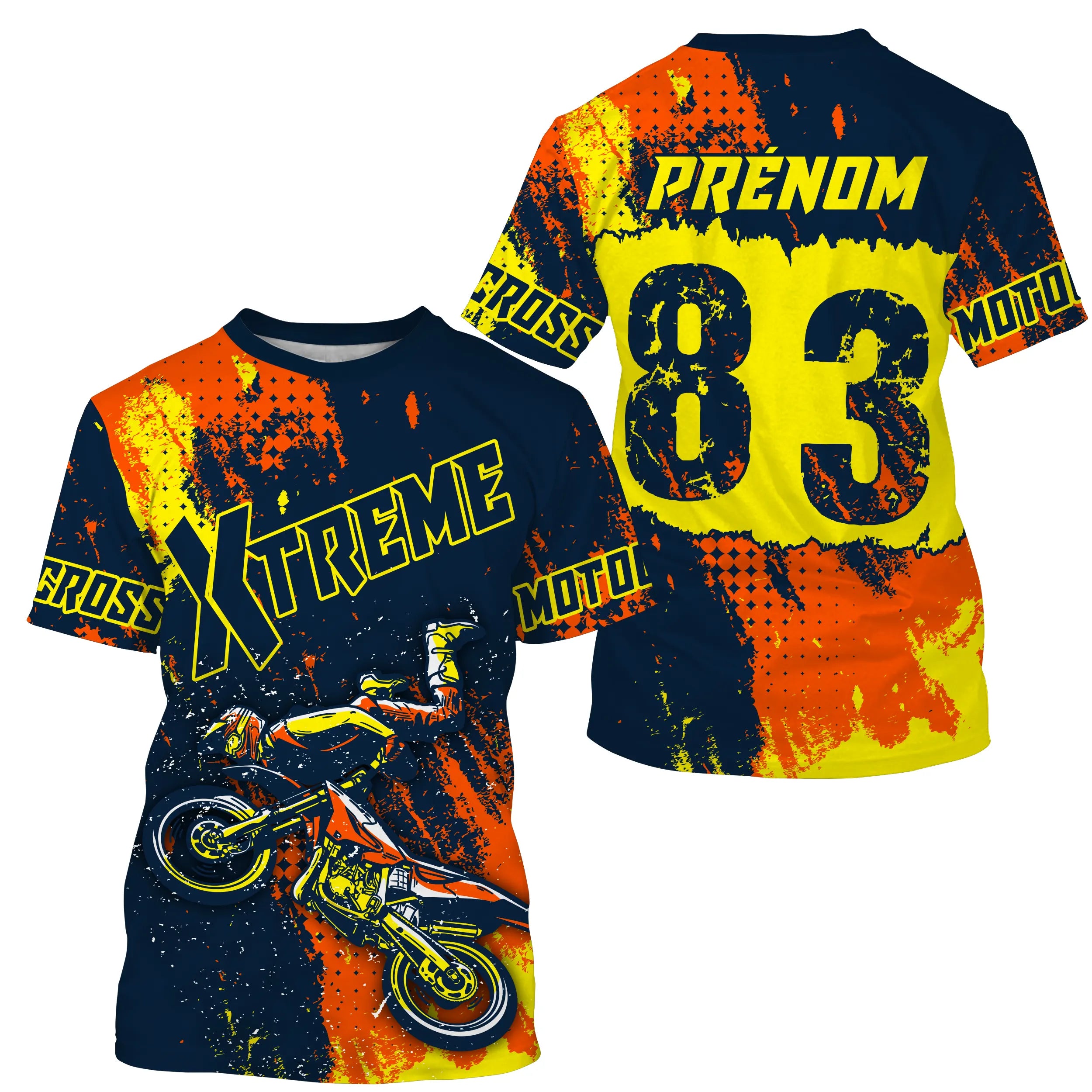 Maillot Cross Protection UV Jaune, Cadeau Personnalisé Pilote Moto Cross, Courses Tout-Terrain Extrême - MZ27122210