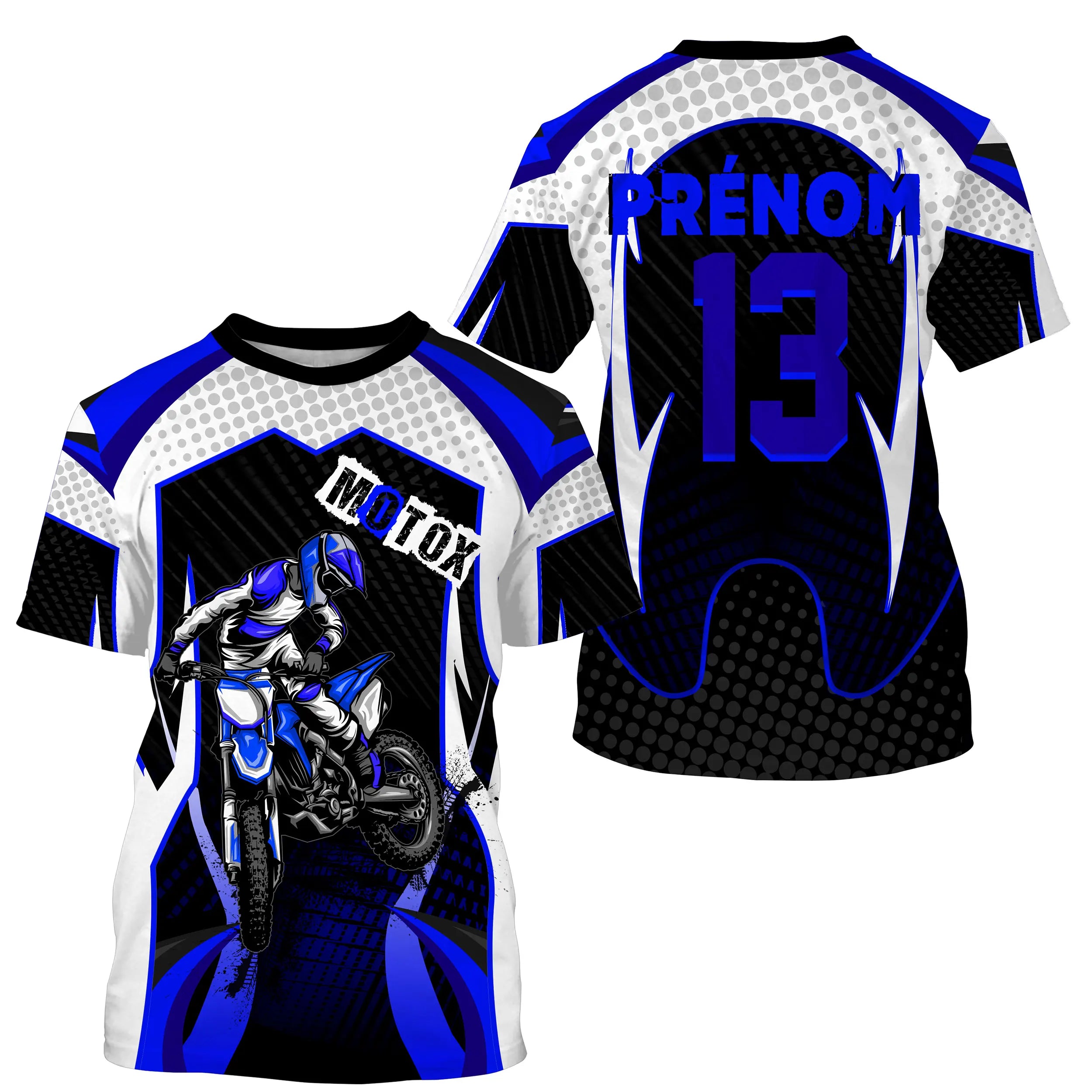 Maillot Cross Protection UV Personnalisé, MX Tout-Terrain, Dirt Bike Bleu - CT19122225