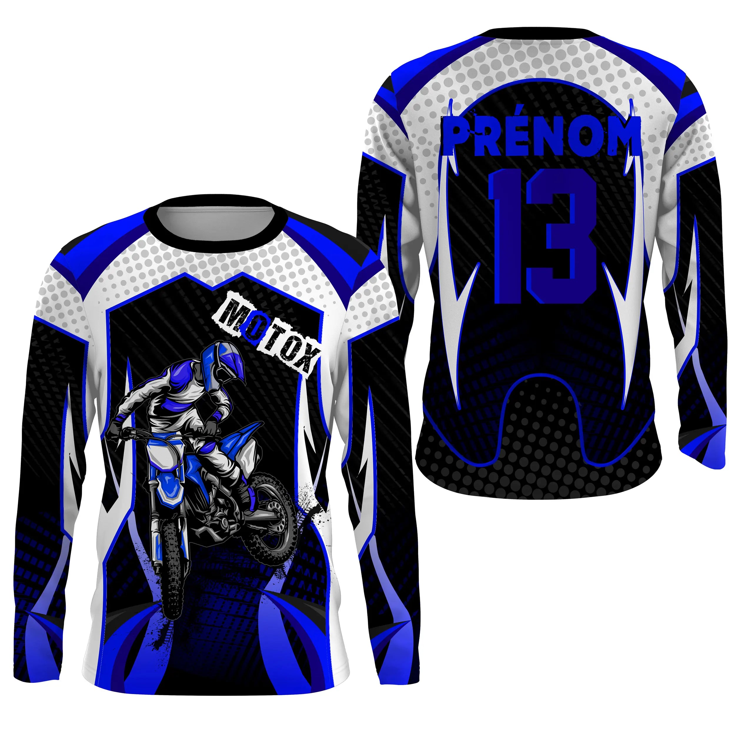 Maillot Cross Protection UV Personnalisé, MX Tout-Terrain, Dirt Bike Bleu - CT19122225