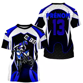 Maillot Cross Protection UV Personnalisé, MX Tout-Terrain, Dirt Bike Bleu - CT19122225