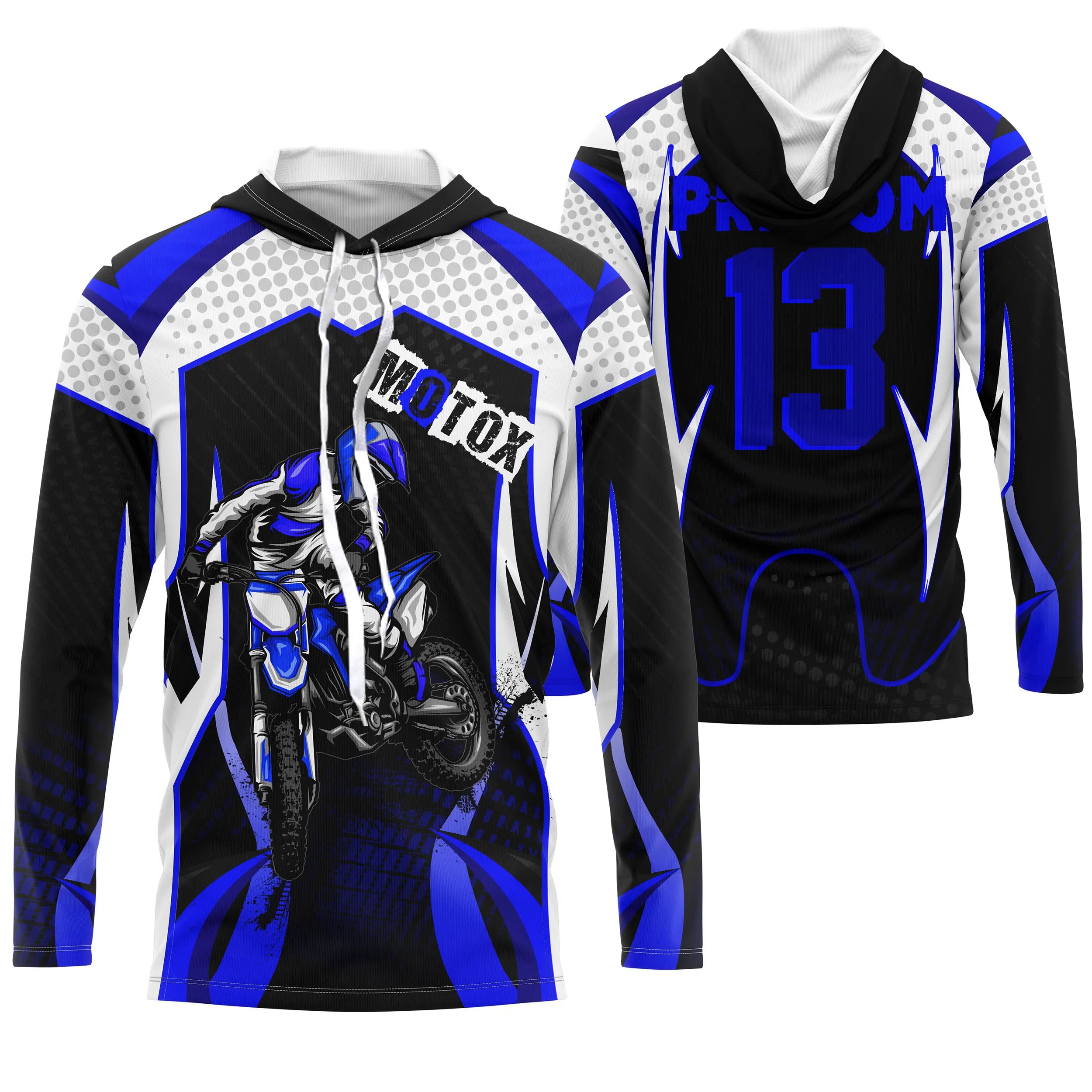 Maillot Cross Protection UV Personnalisé, MX Tout-Terrain, Dirt Bike Bleu - CT19122225